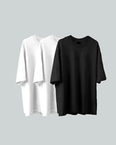 3 Camisetas Para Hombre Oversize Básicas - Negra y Blanca